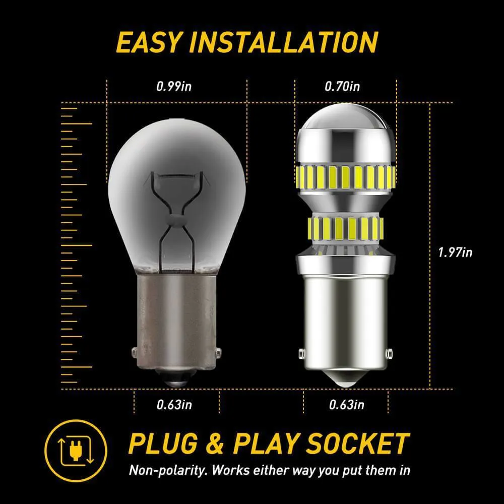1156 LED Bulb with Projector Lens, BA15S/P21W/7506/LED Light Bulbs for Backup Reverse Light Bulb 2600LM 6000K White