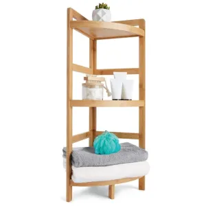 3 Tier Bamboo Bathroom Shelf Corner Shower Caddy Shelves Organiser Bath Storage