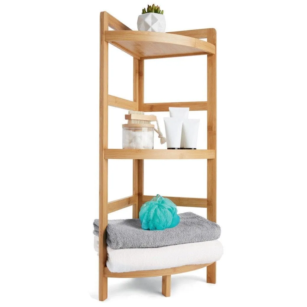 3 Tier Bamboo Bathroom Shelf Corner Shower Caddy Shelves Organiser Bath Storage