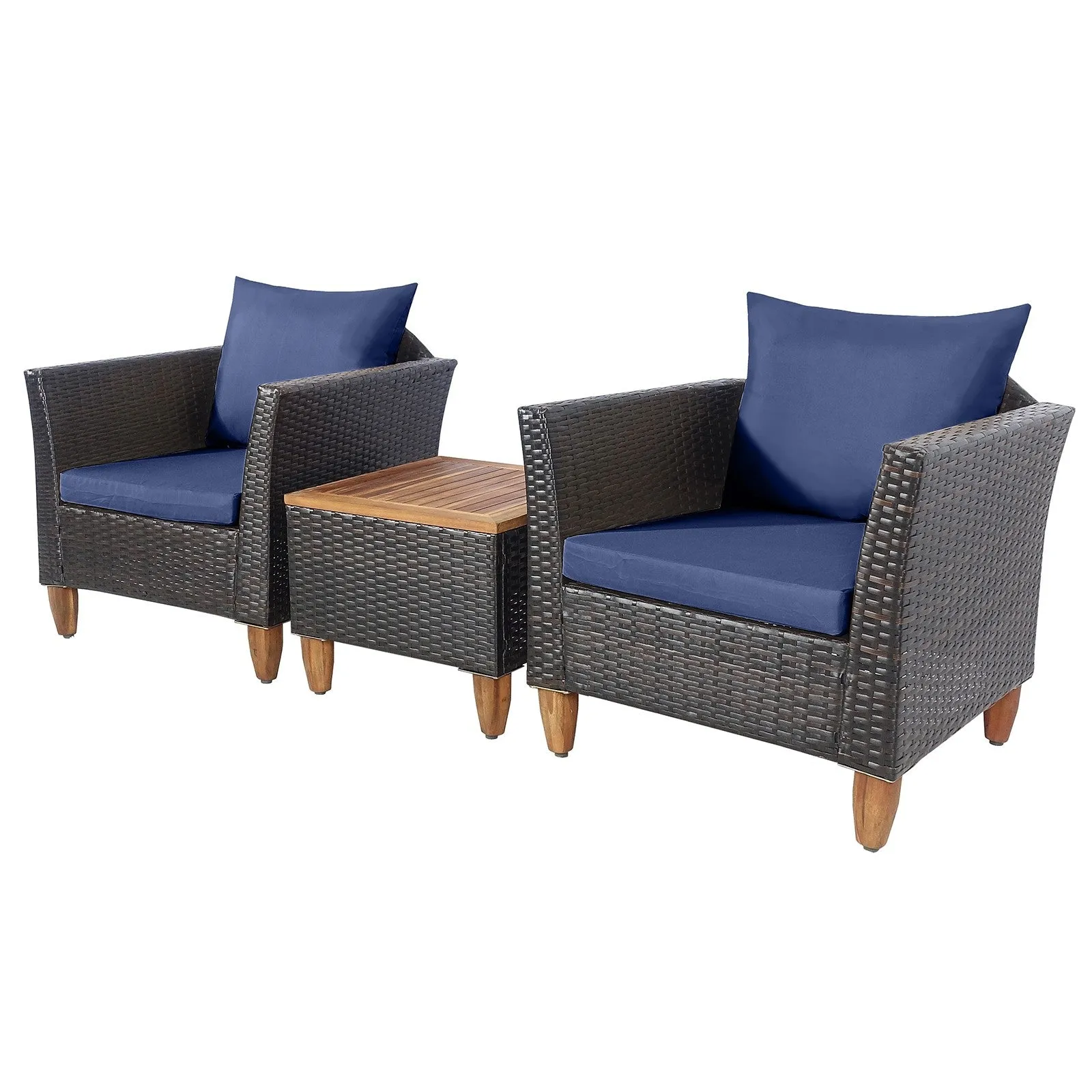 3pc Patio Rattan Furniture Set - Navy
