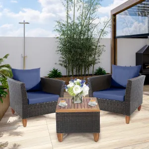 3pc Patio Rattan Furniture Set - Navy