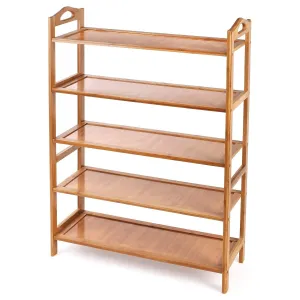 5 Tier Bamboo Bathroom Shelf Shoe Rack Shower Caddy Shelves Organiser Storage