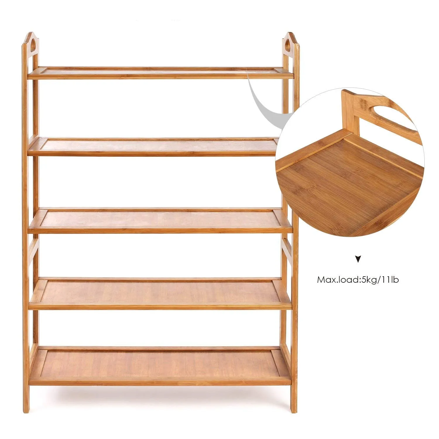 5 Tier Bamboo Bathroom Shelf Shoe Rack Shower Caddy Shelves Organiser Storage