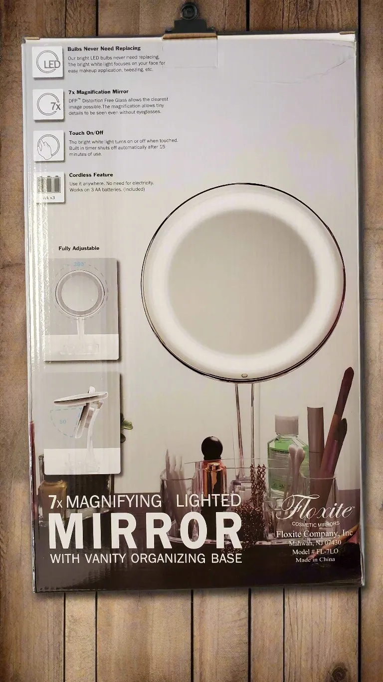7X Magnifying Lighted Mirror Vanity Base