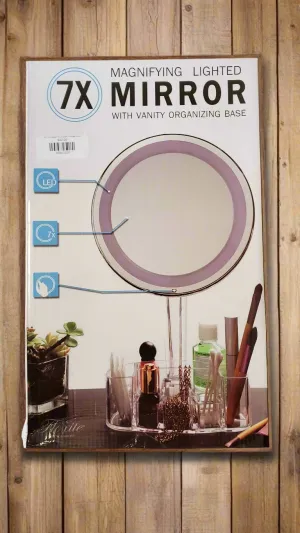 7X Magnifying Lighted Mirror Vanity Base