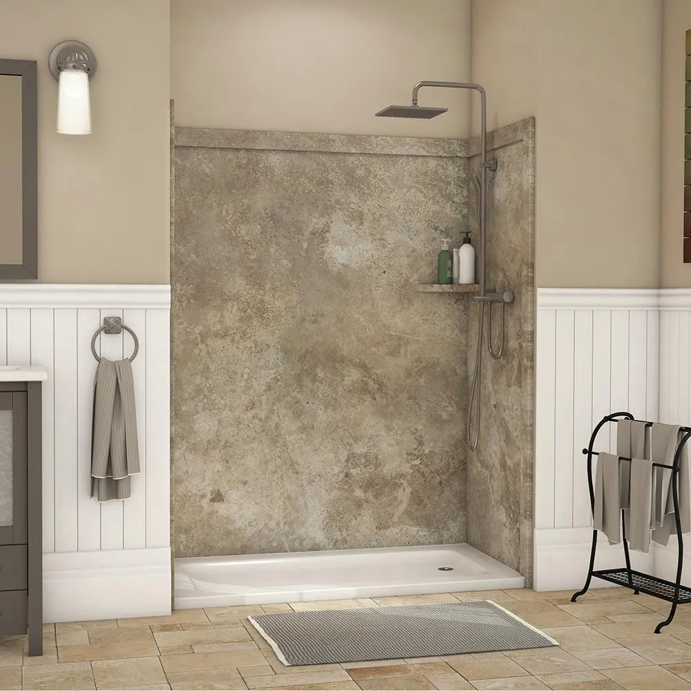 Adaptable 60 in. x 60 in. x 80 in. 9-Piece Easy Up Adhesive Alcove Shower Surround in Calypso
