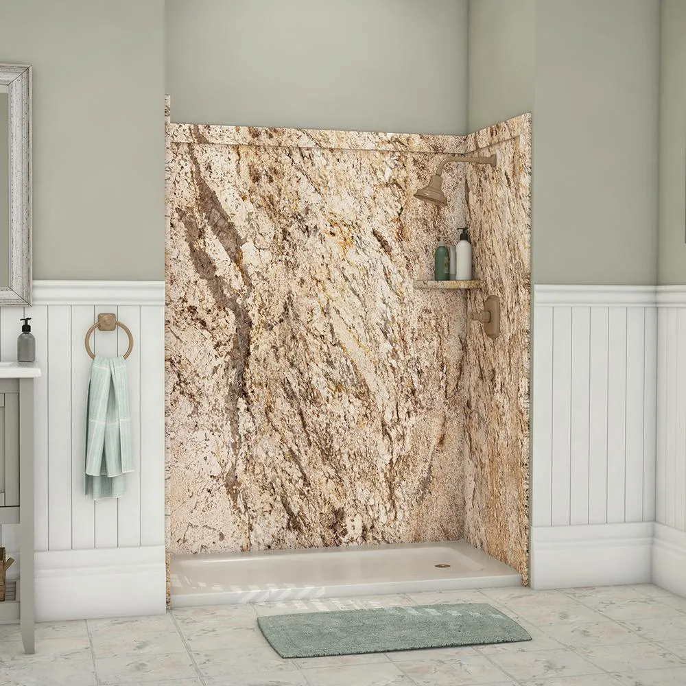 Adaptable 60 in. x 60 in. x 80 in. 9-Piece Easy Up Adhesive Alcove Shower Surround in Calypso