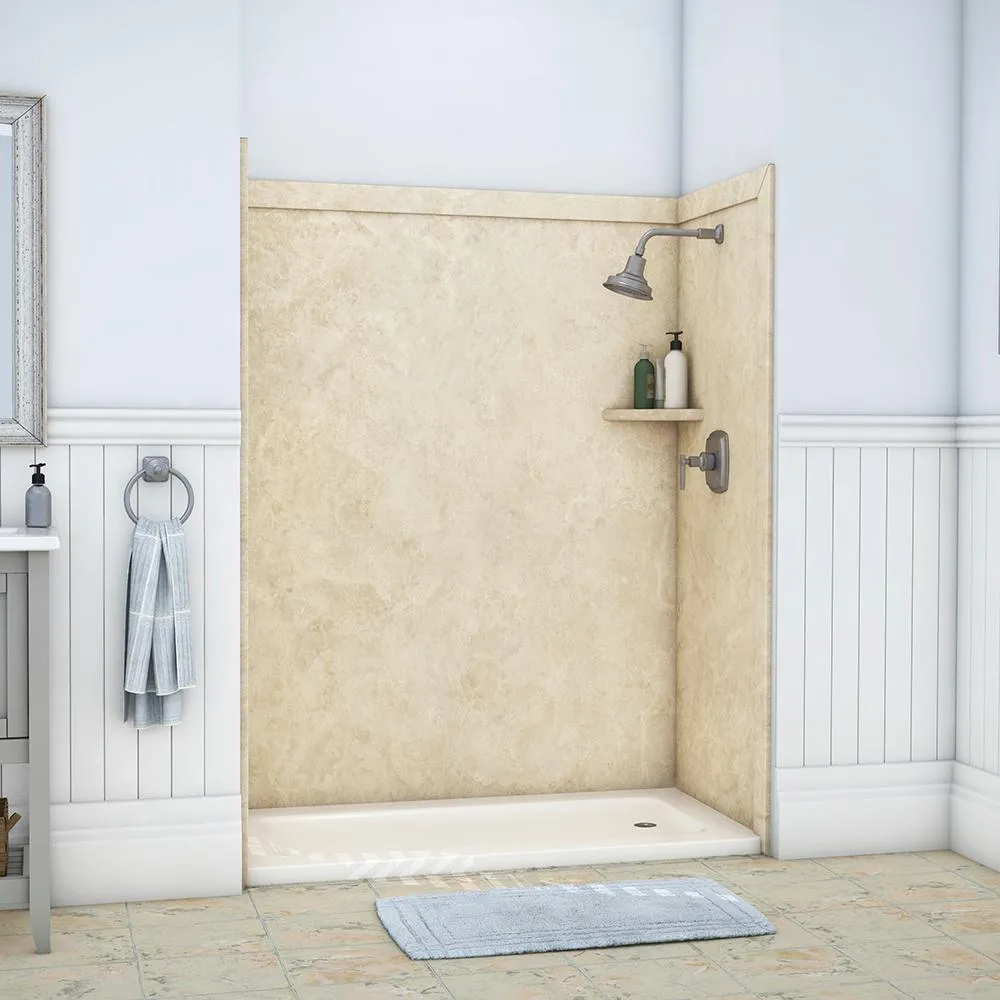Adaptable 60 in. x 60 in. x 80 in. 9-Piece Easy Up Adhesive Alcove Shower Surround in Calypso