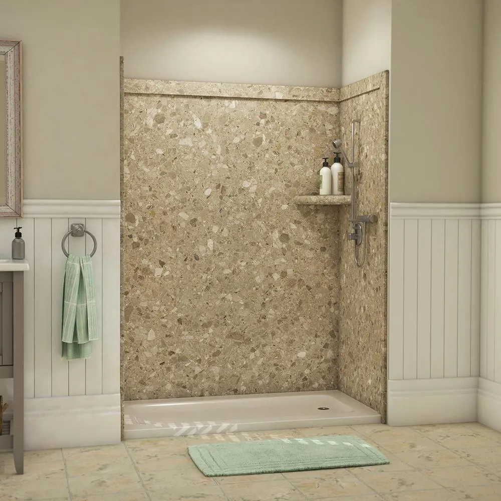 Adaptable 60 in. x 60 in. x 80 in. 9-Piece Easy Up Adhesive Alcove Shower Surround in Calypso
