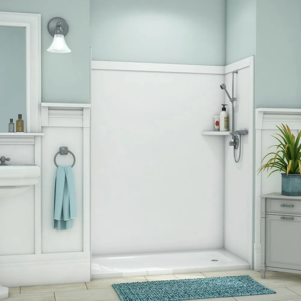Adaptable 60 in. x 60 in. x 80 in. 9-Piece Easy Up Adhesive Alcove Shower Surround in Calypso