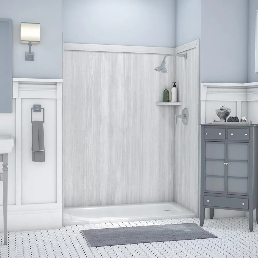 Adaptable 60 in. x 60 in. x 80 in. 9-Piece Easy Up Adhesive Alcove Shower Surround in Calypso