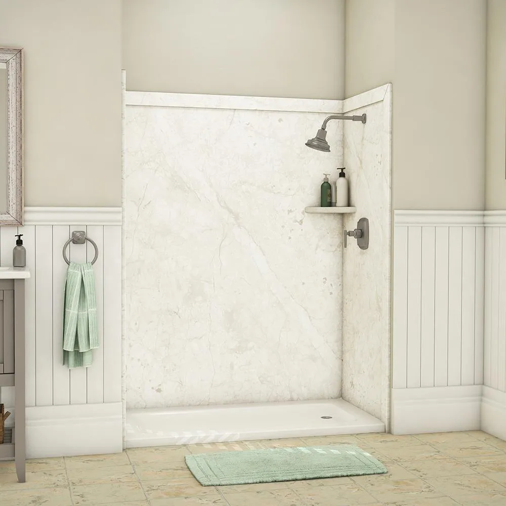 Adaptable 60 in. x 60 in. x 80 in. 9-Piece Easy Up Adhesive Alcove Shower Surround in Calypso