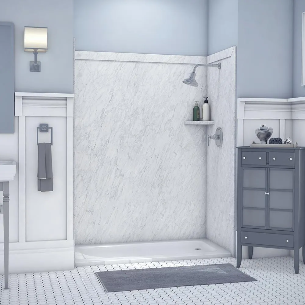 Adaptable 60 in. x 60 in. x 80 in. 9-Piece Easy Up Adhesive Alcove Shower Surround in Calypso