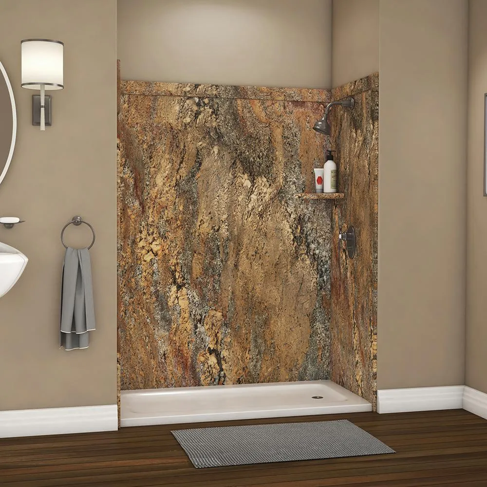 Adaptable 60 in. x 60 in. x 80 in. 9-Piece Easy Up Adhesive Alcove Shower Surround in Calypso