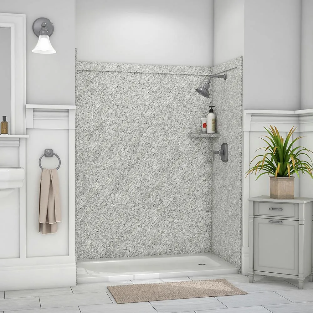 Adaptable 60 in. x 60 in. x 80 in. 9-Piece Easy Up Adhesive Alcove Shower Surround in Calypso