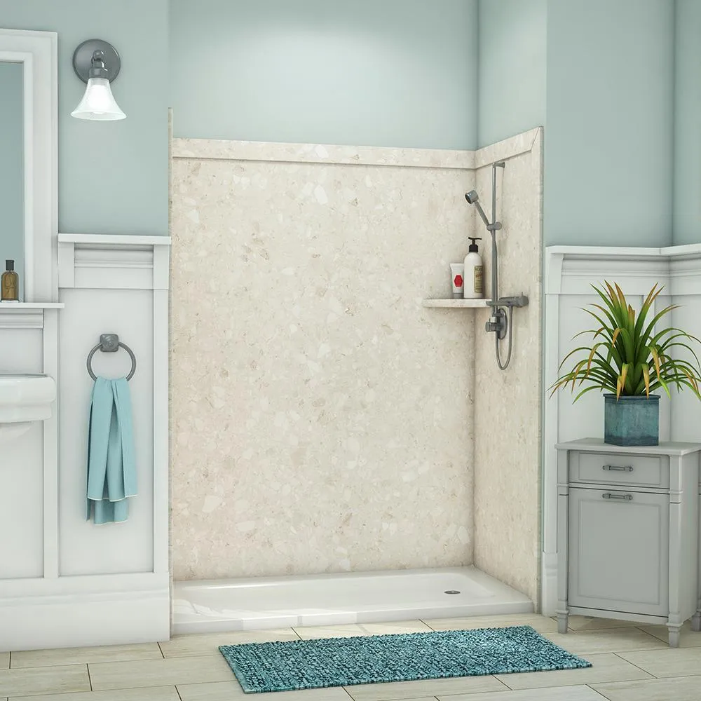 Adaptable 60 in. x 60 in. x 80 in. 9-Piece Easy Up Adhesive Alcove Shower Surround in Calypso