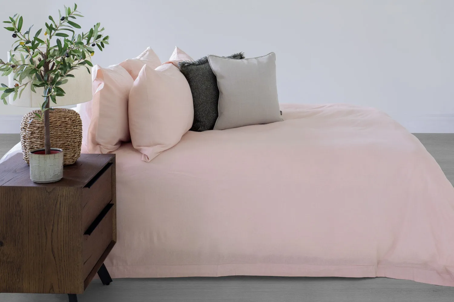 Ava Linen Look Duvet Set | Pink | Super King