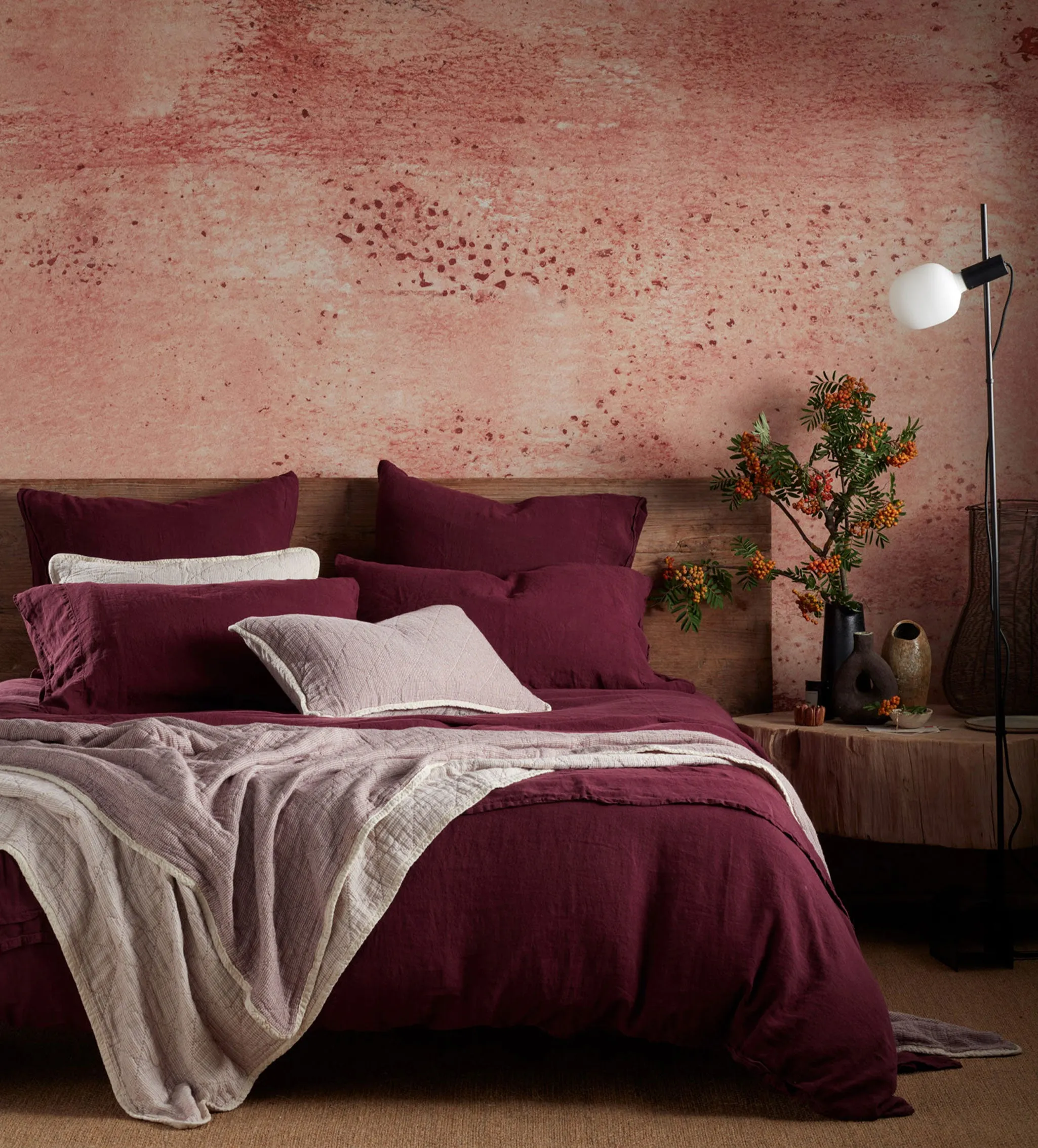Beetroot 100% Linen Housewife Pillowcase