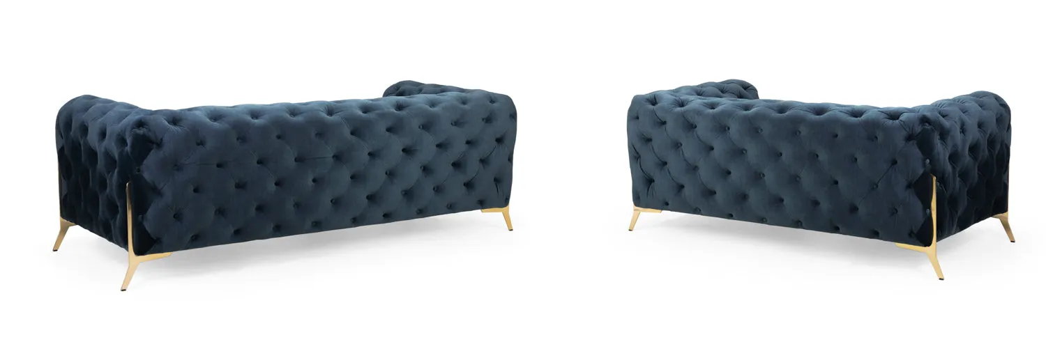 Bexley Chesterfield Sofa - Blue 3 2 Set