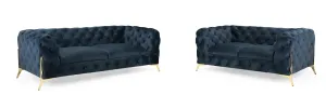 Bexley Chesterfield Sofa - Blue 3 2 Set