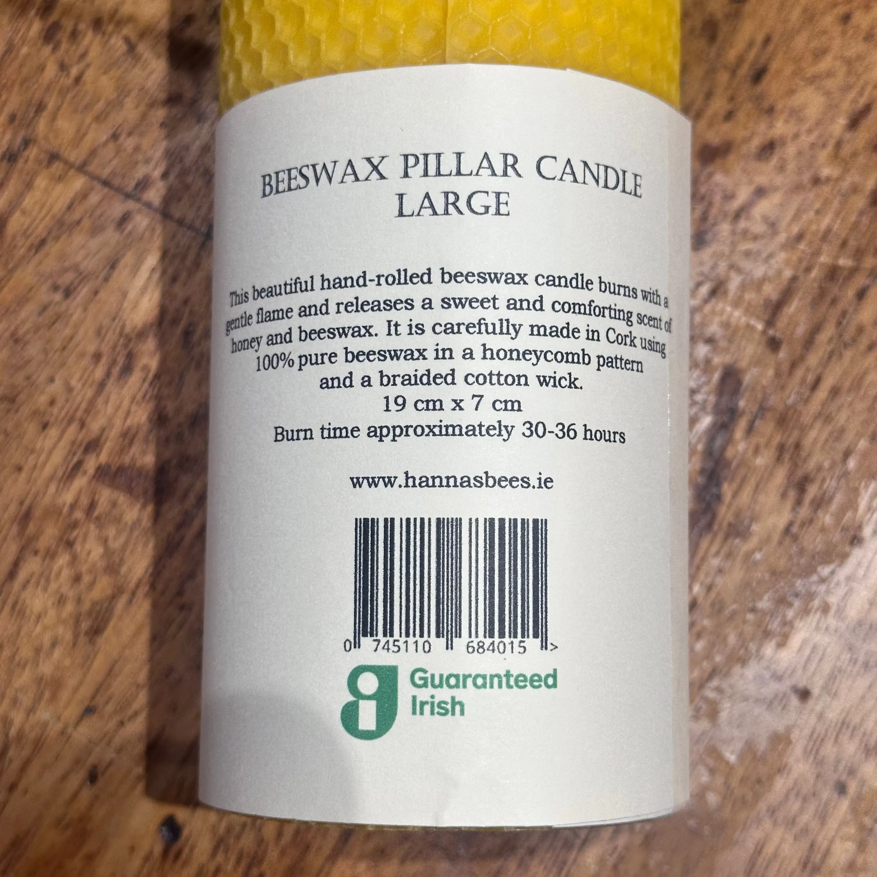 Hanna's Bees Beeswax Candle - Large