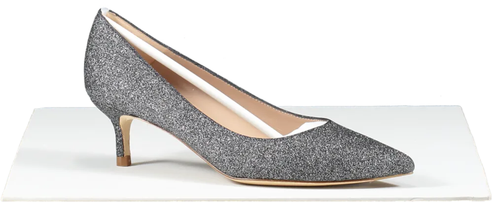 LK Bennett Grey Glitter Kitten Heel Court Shoes BNIB UK 5 EU 38 