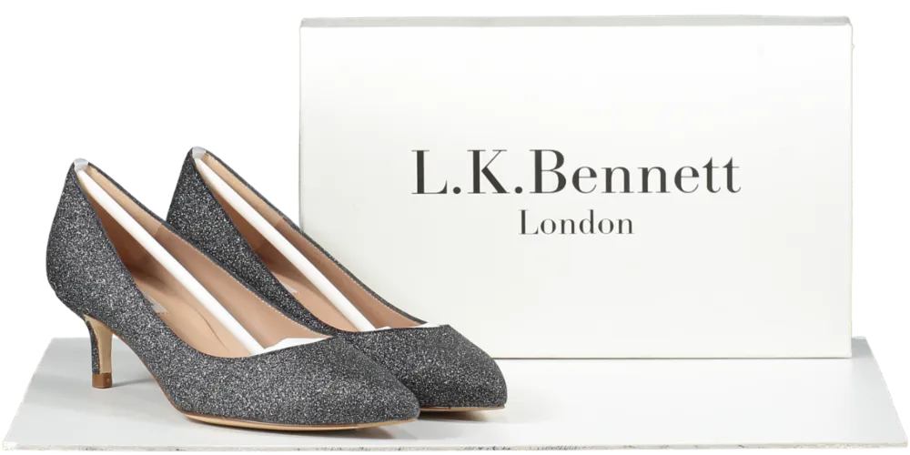 LK Bennett Grey Glitter Kitten Heel Court Shoes BNIB UK 5 EU 38 