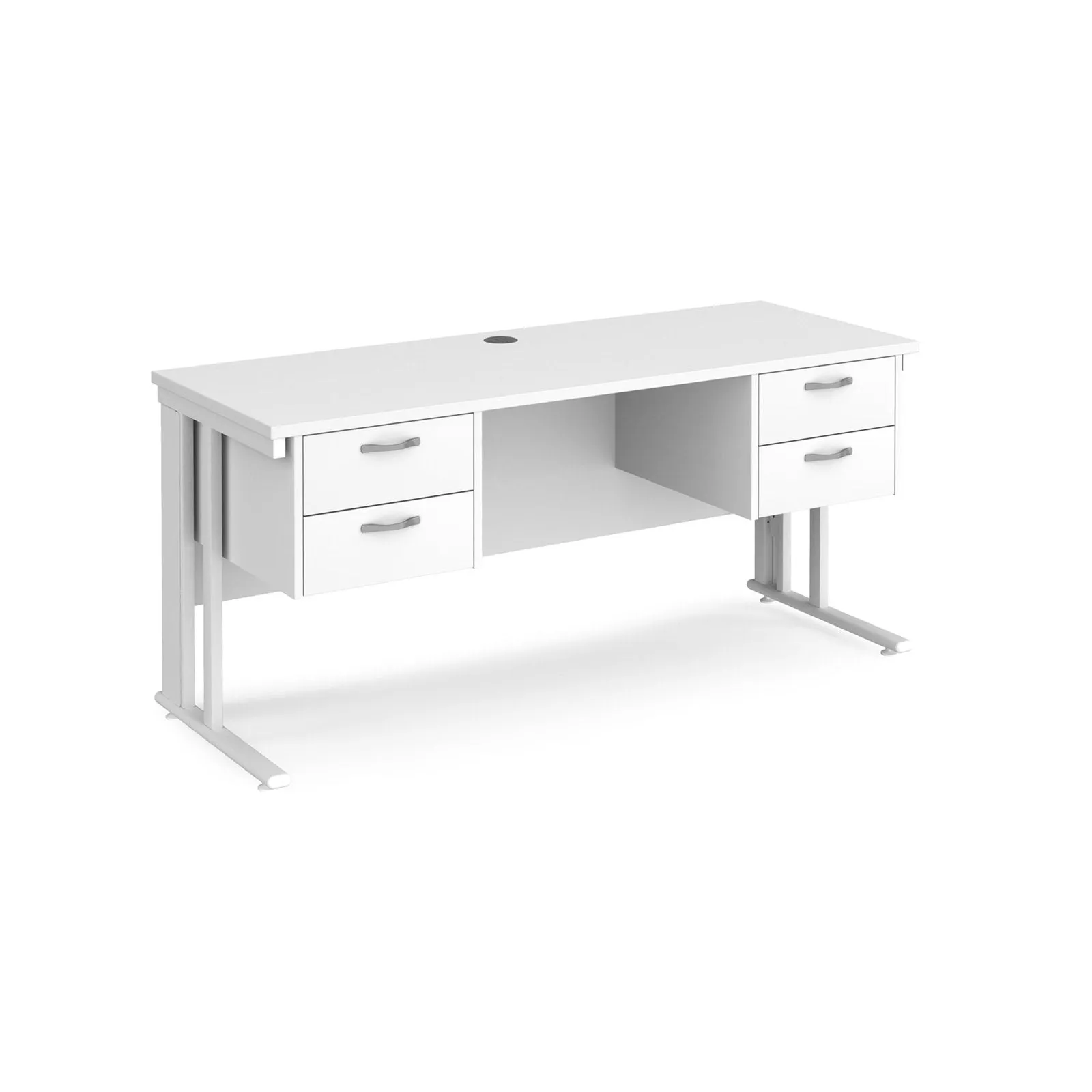 Maestro 25 cable managed leg straight desk 600 deep with two x 2 drawer pedestals