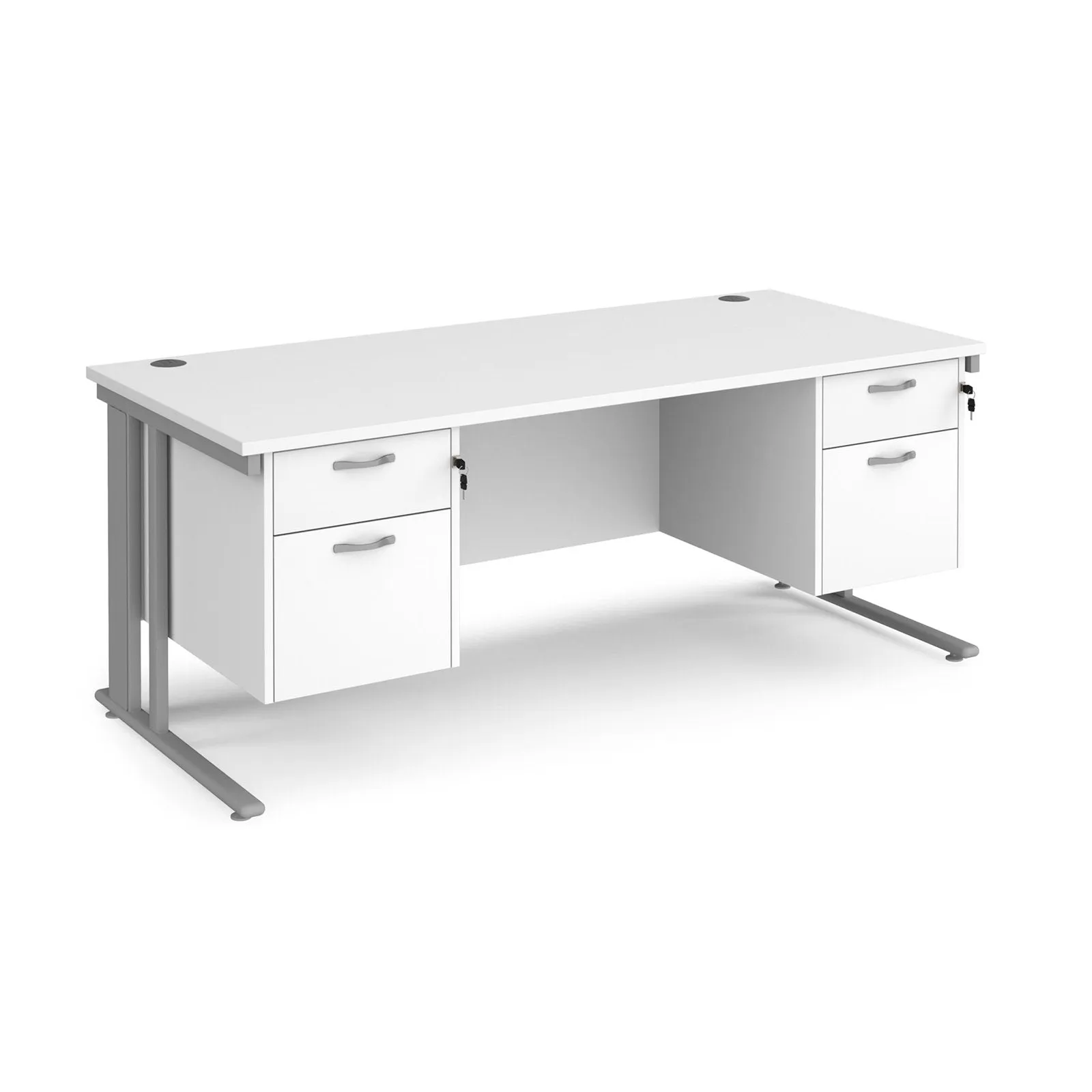Maestro 25 cable managed leg straight desk 800 deep with two x 2 drawer pedestals