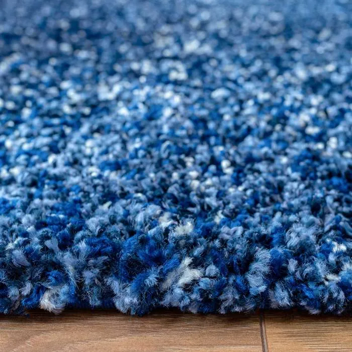 Navy Mottled Shaggy Living Room Rug