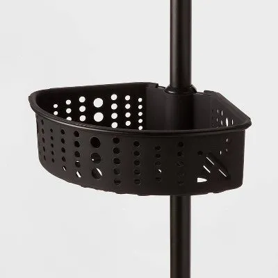 Open Box - Room Essentials Steel Corner Tension Pole Shower Caddy 3 Baskets, Matte Black