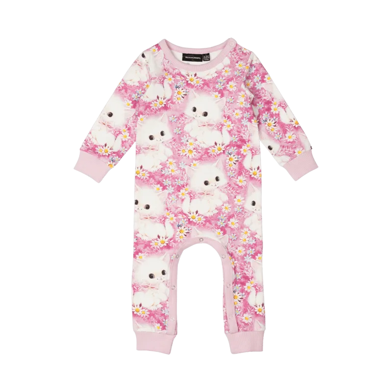 Rock Your Baby White Kitten Baby Playsuit