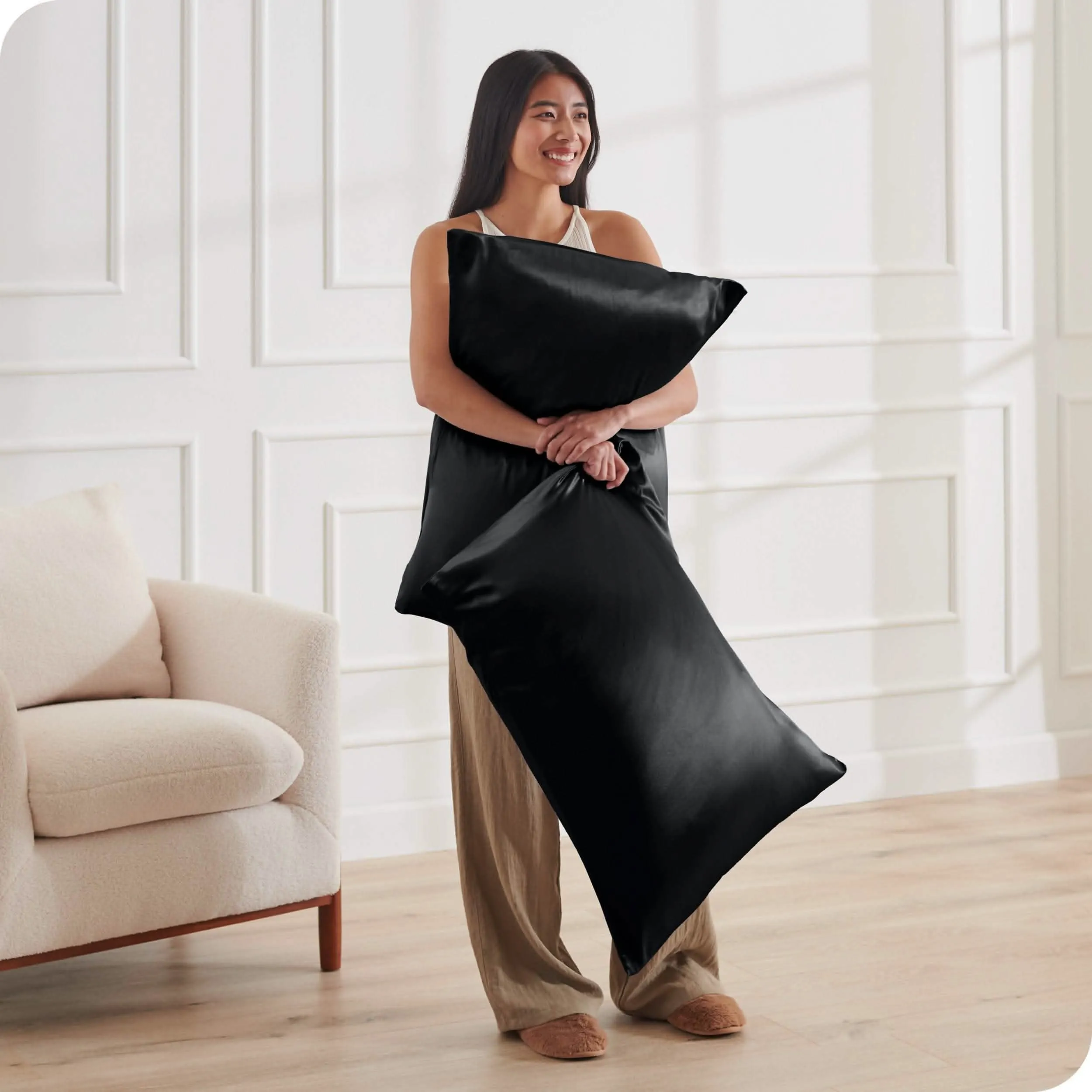 Satin Pillowcase Set Zipper Closure