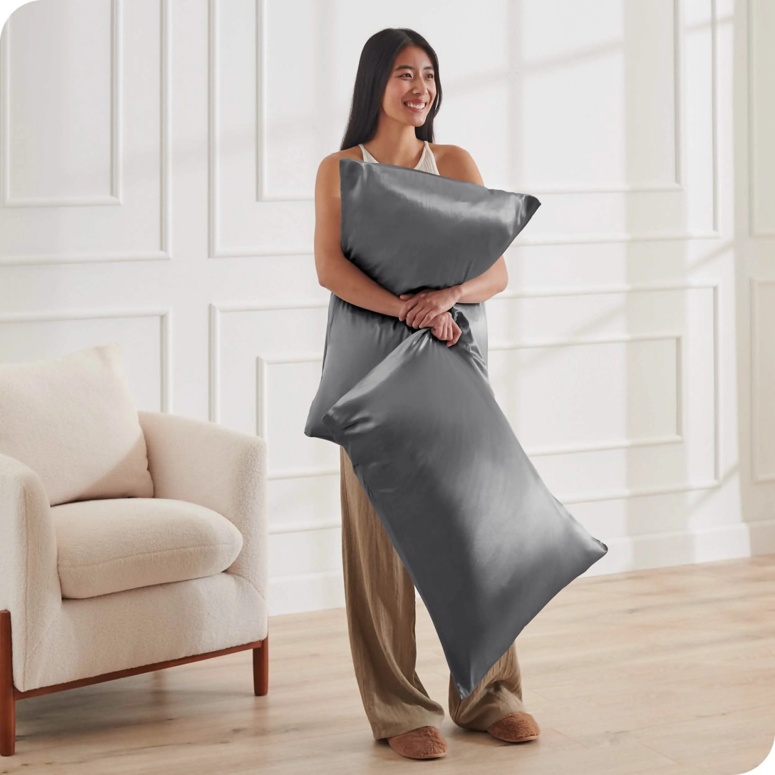 Satin Pillowcase Set Zipper Closure