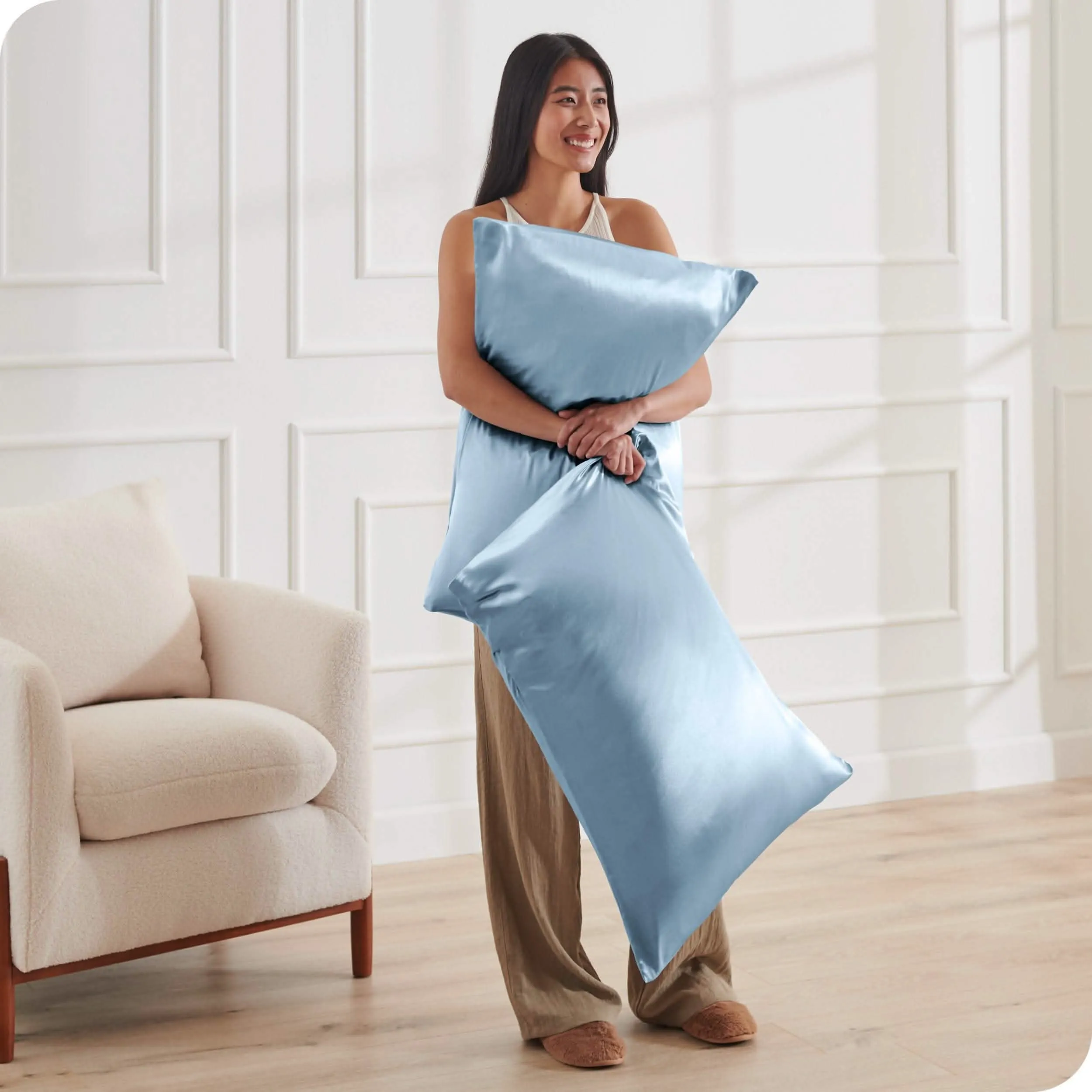 Satin Pillowcase Set Zipper Closure