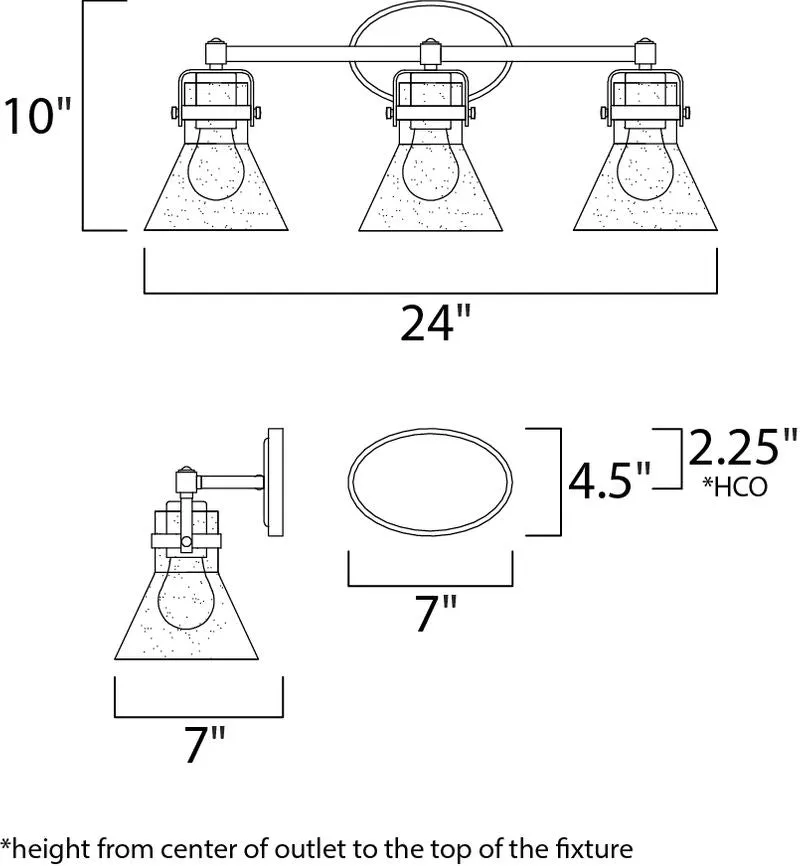 Seafarer 24.25" x 10" Vanity Lighting with 3 Light bulbs included - Polished Chrome