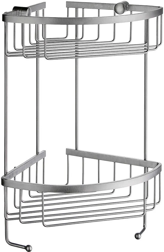 SMEDBO Sideline Collection Solid Brass Wire Double Corner Shower Basket, Brushed or Polished Chrome