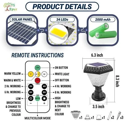 Solar Pillar Lights Outdoor