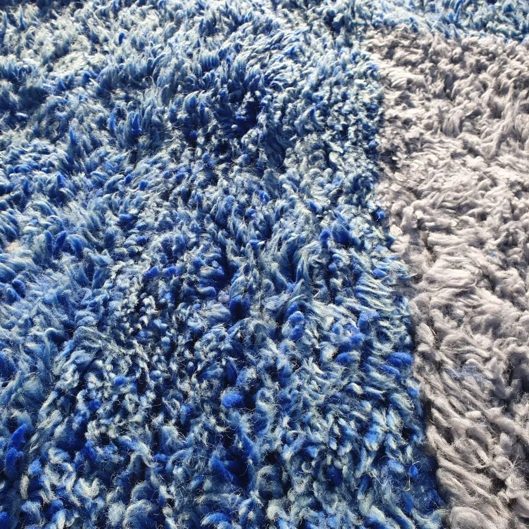 Tinagha | Beni Ourain 6x9 Blue Moroccan Rug Ultra Soft | Handmade Berber Wool Carpet | 6'70x9'64 Ft | 204x294 cm