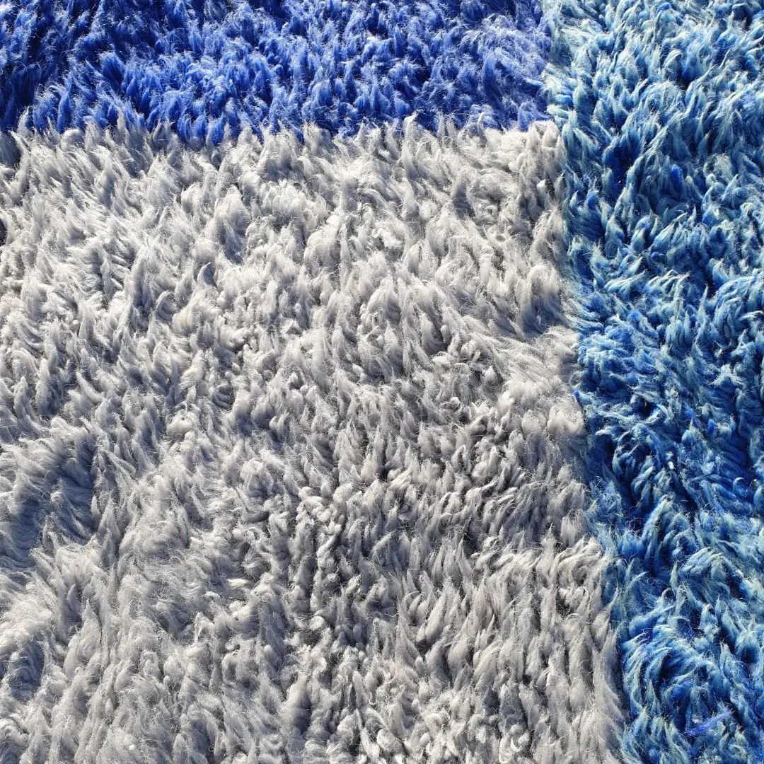 Tinagha | Beni Ourain 6x9 Blue Moroccan Rug Ultra Soft | Handmade Berber Wool Carpet | 6'70x9'64 Ft | 204x294 cm