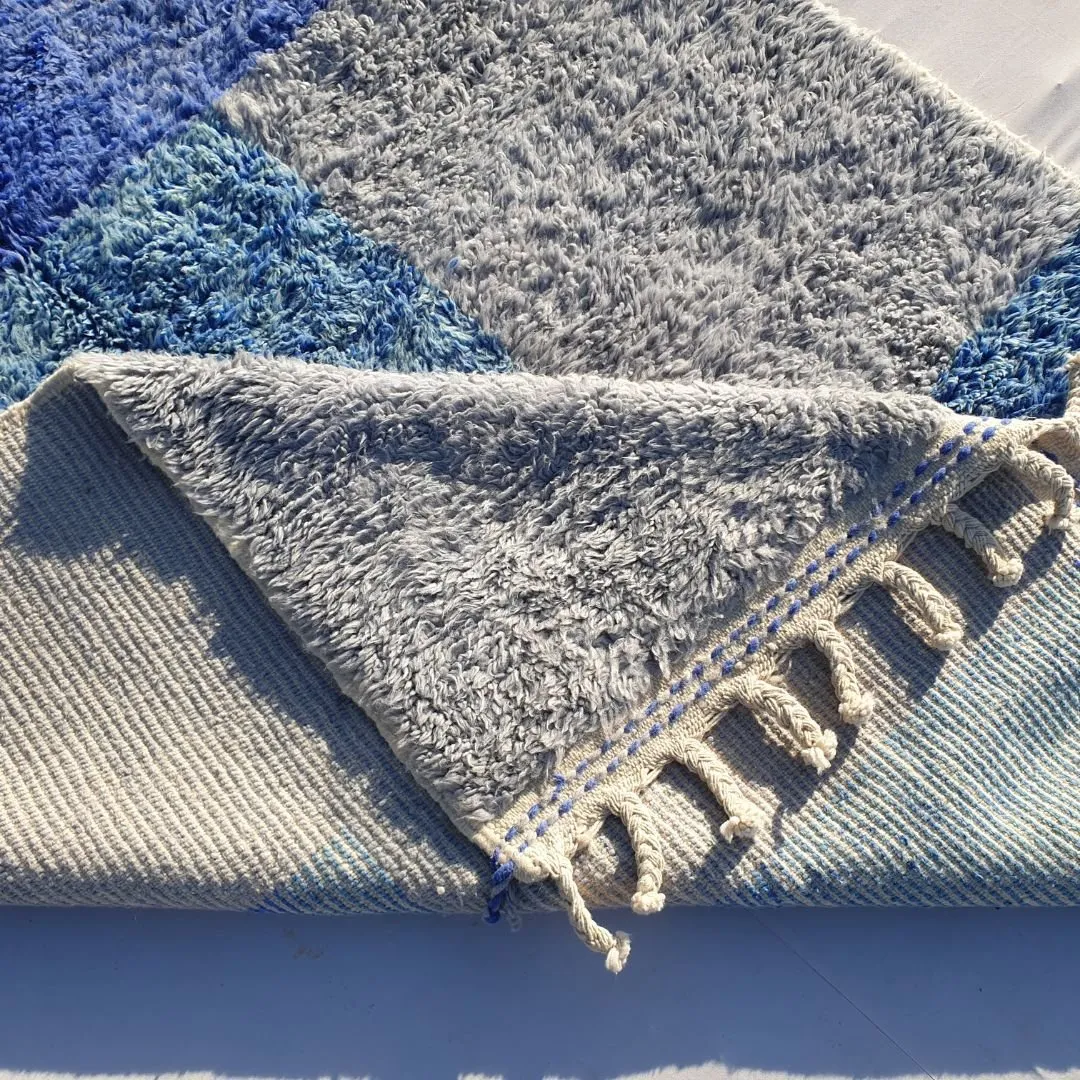 Tinagha | Beni Ourain 6x9 Blue Moroccan Rug Ultra Soft | Handmade Berber Wool Carpet | 6'70x9'64 Ft | 204x294 cm