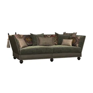Warwick Grand Leather Sofa with Velvet Seat Cushions